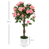 Outsunny Set of 2 Artificial Plants Pink Rose Floral in Pot, Fake Plants for Home Indoor Decor, 90cm