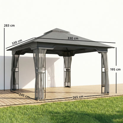 Outsunny Outdoor Garden Gazebo with Post Shelves in Dark Grey