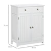 kleankin 75x60cm Freestanding Bathroom Storage Cabinet Unit w/ 2 Drawers Cupboard Adjustable Shelf Metal Handles Traditional Style White
