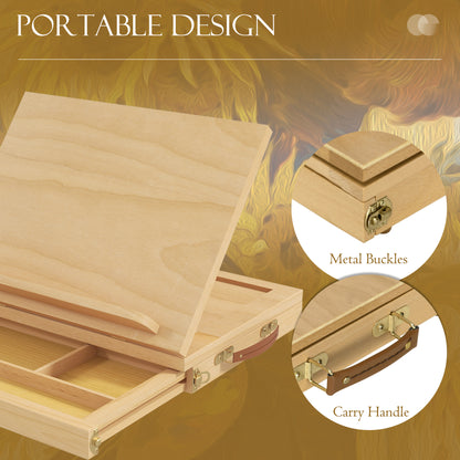 Vinsetto Wooden Table Easel Box with Storage Portable Folding Artist Easel, Natural