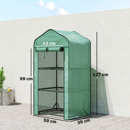 Outsunny Three-Tier Mini Greenhouse - Green