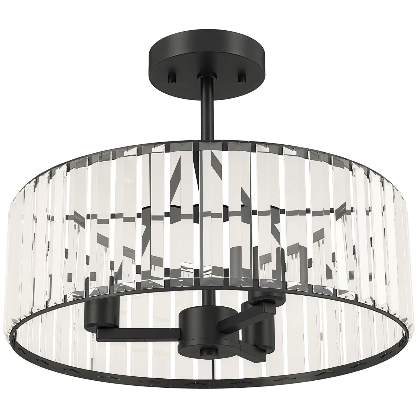 HOMCOM Crystal Ceiling Light, Semi Flush Mount Modern Crystal Chandelier Ceiling Light, E14 Base 3-Lights, Bulbs Not Included