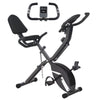 SPORTNOW Five-in-one Foldable Exercise Bike, Stationary Bike with Arm Workout Bands, LDC Monitor, Phone Holder, Black