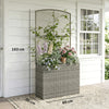 Outsunny Rattan Planter with Trellis, Raised Beds for Garden with Liner for Climbing Plants Vegetables Flowers, Dark Grey