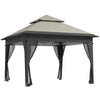 Outsunny 3 x 3(m) Pop Up Gazebo with Mosquito Netting, 1 Person Easy up Marquee Party Tent with 1-Button Push, Double Roof, Carry Bag, Sandbags, Height Adjustable Instant Shelter, Grey