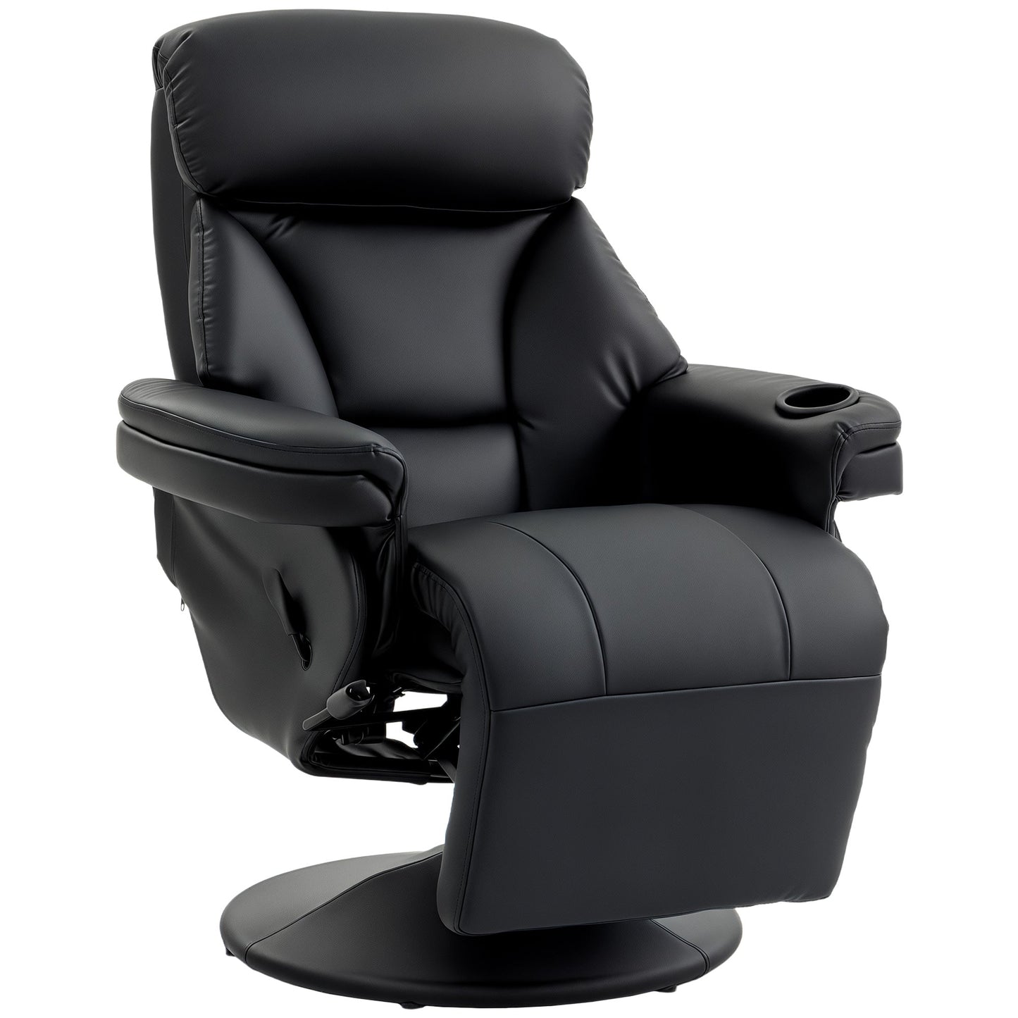 HOMCOM Upholstered Reclining Armchair, Manual Recliner Chair with Footrest and Adjustable Backrest, Black