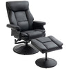 HOMCOM Swivel Recliner Chair with Footstool, PU Leather Recliner Armchair with Ottoman, Steel Base, Upholstered Reclining Chair for Living Room, Bedroom, Office, Black