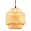 Bamboo Pendant Light with Lampshade and Plug in Cord
