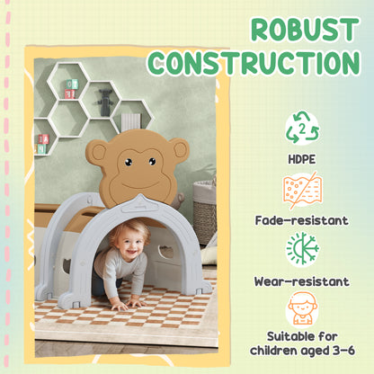 AIYAPLAY Monkey-Design Kids Play Tunnel for Crawling in Brown
