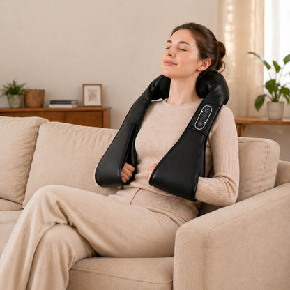 HOMCOM Cordless Neck Massager with Heat, Deep Tissue 4D Shiatsu Neck and Shoulder Massager for Car Home, Gifts for Men Women