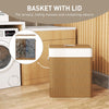 HOMCOM Double Laundry Basket with Lid, 100L Bamboo Laundry Hamper with Rope Handles, Washing Basket with Removable Liner for Bathroom, Bedroom, Brown