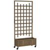 Outsunny Wooden Trellis Planter, Raised Garden Bed with Wheels, to Climb and Grow Vegetables, Herbs and Flowers, Brown
