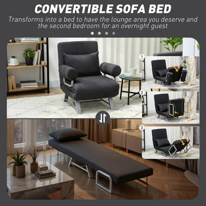 HOMCOM Single Sofa Bed in Black