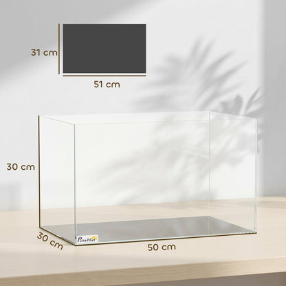 PawHut Fish Tank Bare Glass for DIY Glass Aquarium with Protective Base Mat 43L Transparent for Fish Shrimps