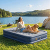 Outsunny Inflatable Mattress, Double Air Bed with Built-in Electric Pump, 3 Mins Inflation, Flocked Surface, Grey