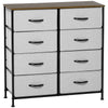 HOMCOM Fabric Chest of Drawers, Industrial Bedroom Dresser with 8 Fabric Drawers, Steel Frame and Wooden Top for Nursery, Living Room, Hallway, Grey