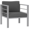 Outsunny Garden Sofa, All-Weather Garden Single Sofa with Removable Cushions, Metal Frame Outdoor Furniture for Balcony, Charcoal Grey