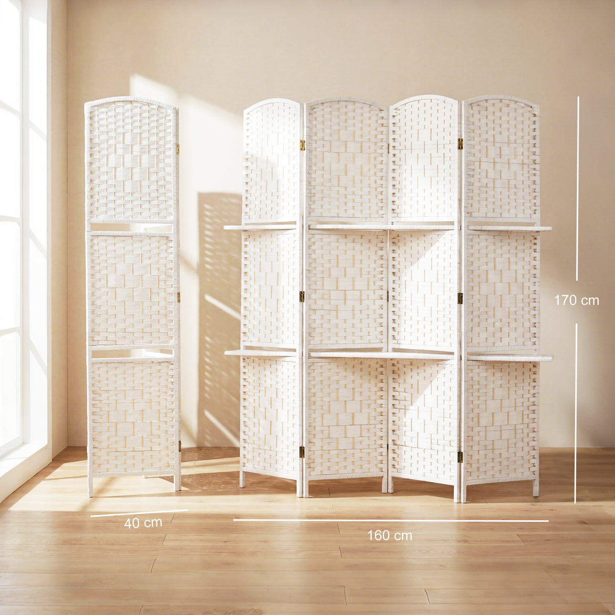 HOMCOM Freestanding Privacy Screen in White