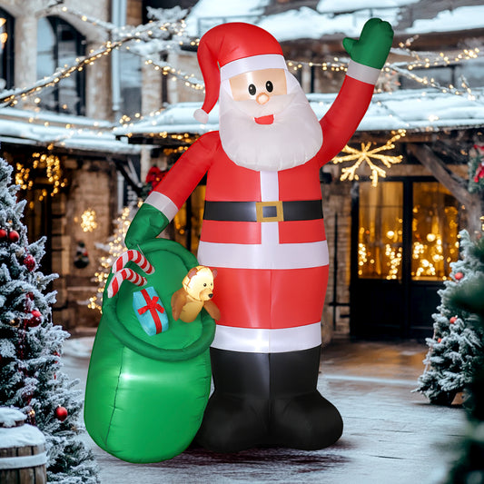 Outsunny 9ft/275 cm Christmas Inflatable Santa with Bear Sack in Red