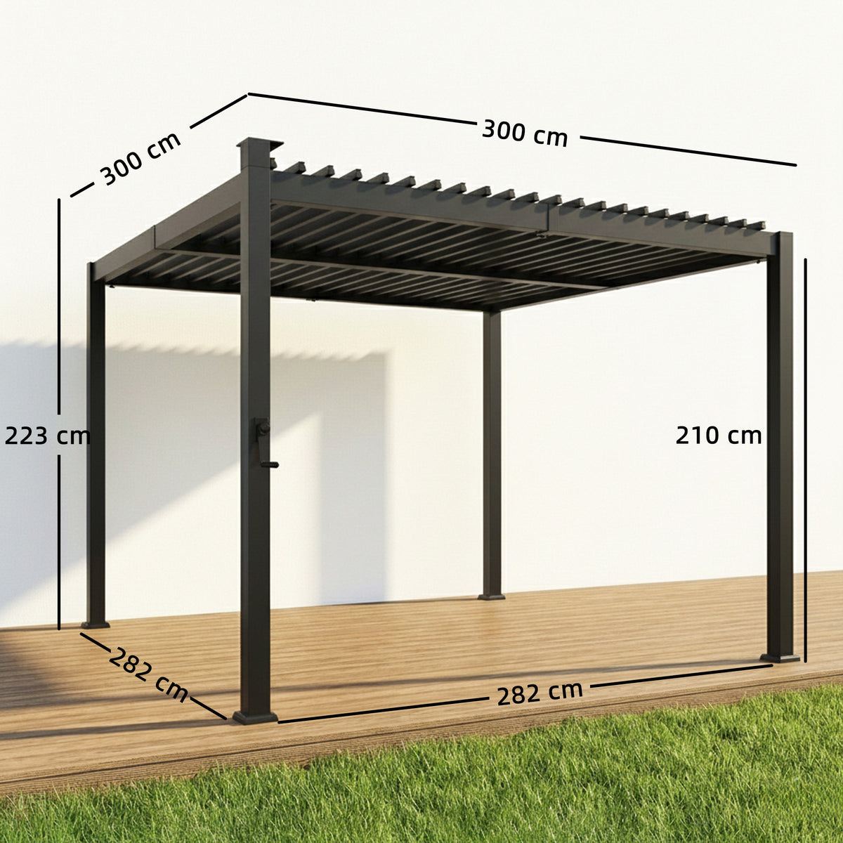 Outsunny Louvered Pergola with Solar LED Lights in Black