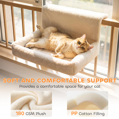 PawHut Cat Radiator Bed, Hanging Warm Hammock w/ Foldable Metal Frame, Removable Washable Cover, Cream