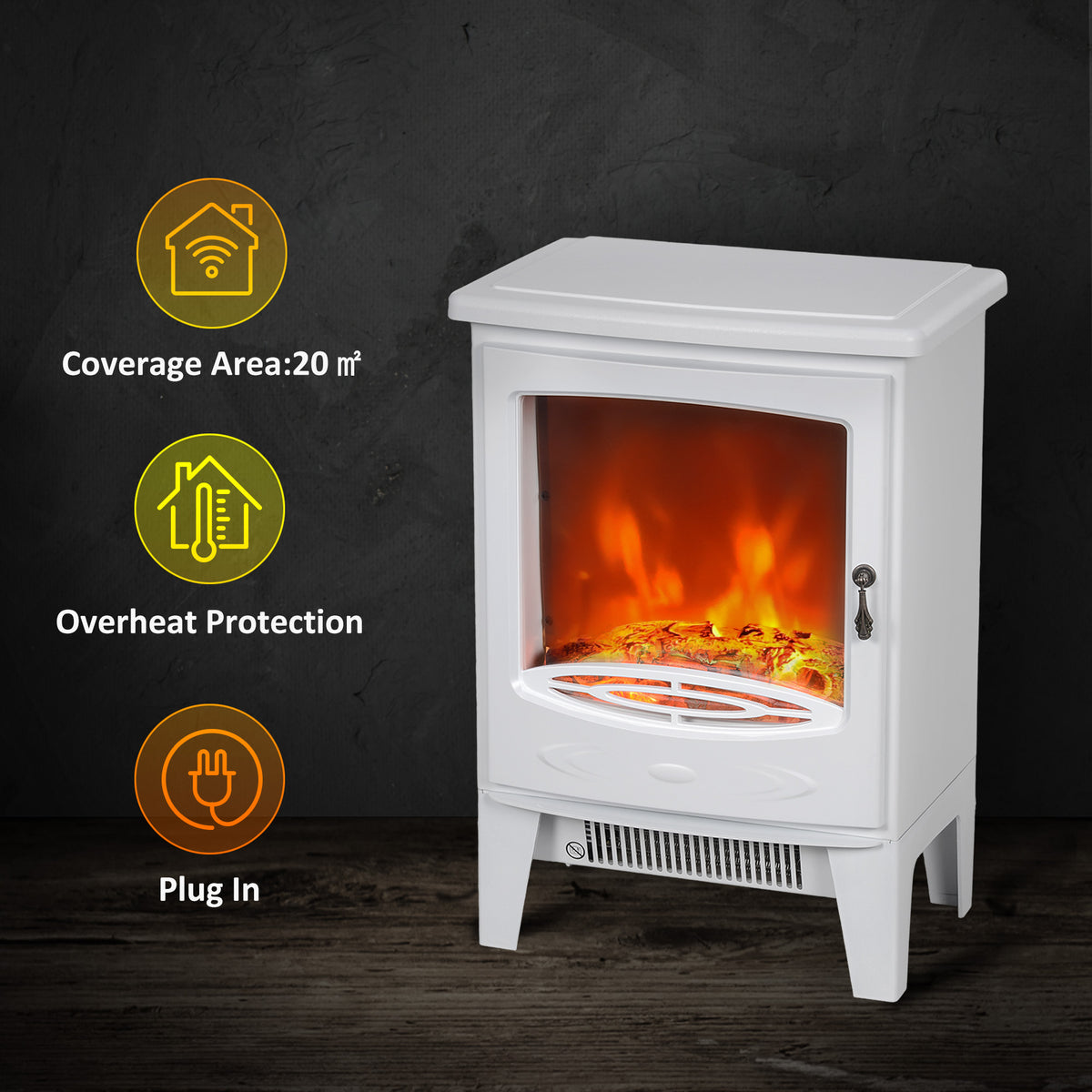 HOMCOM Electric Fireplace Stove in White