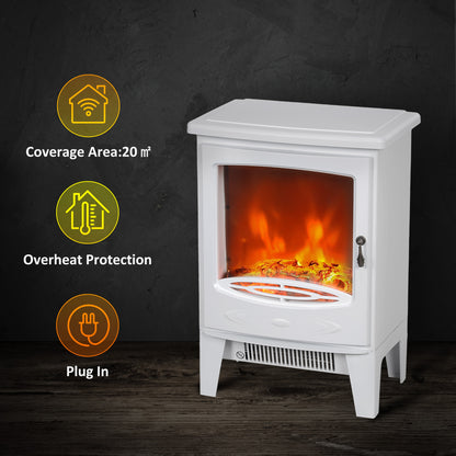 HOMCOM Electric Fireplace Stove in White