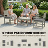 Outsunny 4 Seater Wooden Garden Furniture Set with Loveseat, Armchairs, Table, Acacia Wood Garden Sofa Set, Light Grey