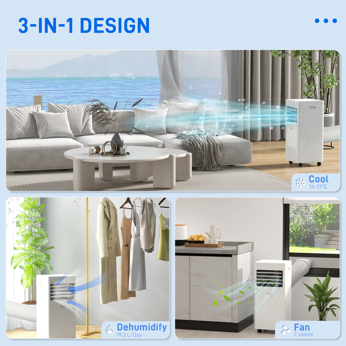 HOMCOM 7000 BTU Air Conditioning Unit in White