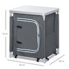 Outsunny 2-Shelf Camping Cupboard Camping Kitchen Station Cook Table Aluminum, Storage Organiser for BBQ Party Picnics Backyards with Carrying Bag