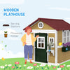 Outsunny Wooden Playhouse with Doors, Windows, Plant Pots, Boxes, for 3-8 Years - Beige