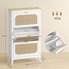 HOMCOM Narrow Shoe Cabinet, Boho Slim Shoe Storage Cabinet with 3 Flip Drawers, Holds 21 Pairs, White