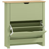 HOMCOM Slim Shoe Cabinet, Narrow Shoe Cupboard with 2 Flip Drawers, Adjustable Shelves for 12 Pairs of Shoes, Green