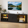 3-in-1 Entertainment Center with Adjustable Glass Shelves-Black