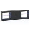 3-in-1 Entertainment Center with Adjustable Glass Shelves-Black