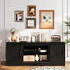 Entertainment Center with Sliding Barn Doors and Adjustable Shelves-Black