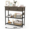 Entryway Narrow Console Table with Charging Station-Grey