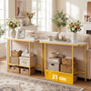 Entryway Table with Faux Marble Top and Metal Frame for Hallway-White & Golden