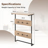 Entryway Wall Coat Rack with 6 Hooks and Display Shelf-Natural