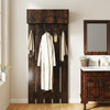 Entryway Wall Mounted Coat Rack Coat Rack with 5 Double Hooks and 2-Door Cabinet-Coffee