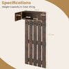 Entryway Wall Mounted Coat Rack Coat Rack with 5 Double Hooks and 2-Door Cabinet-Coffee