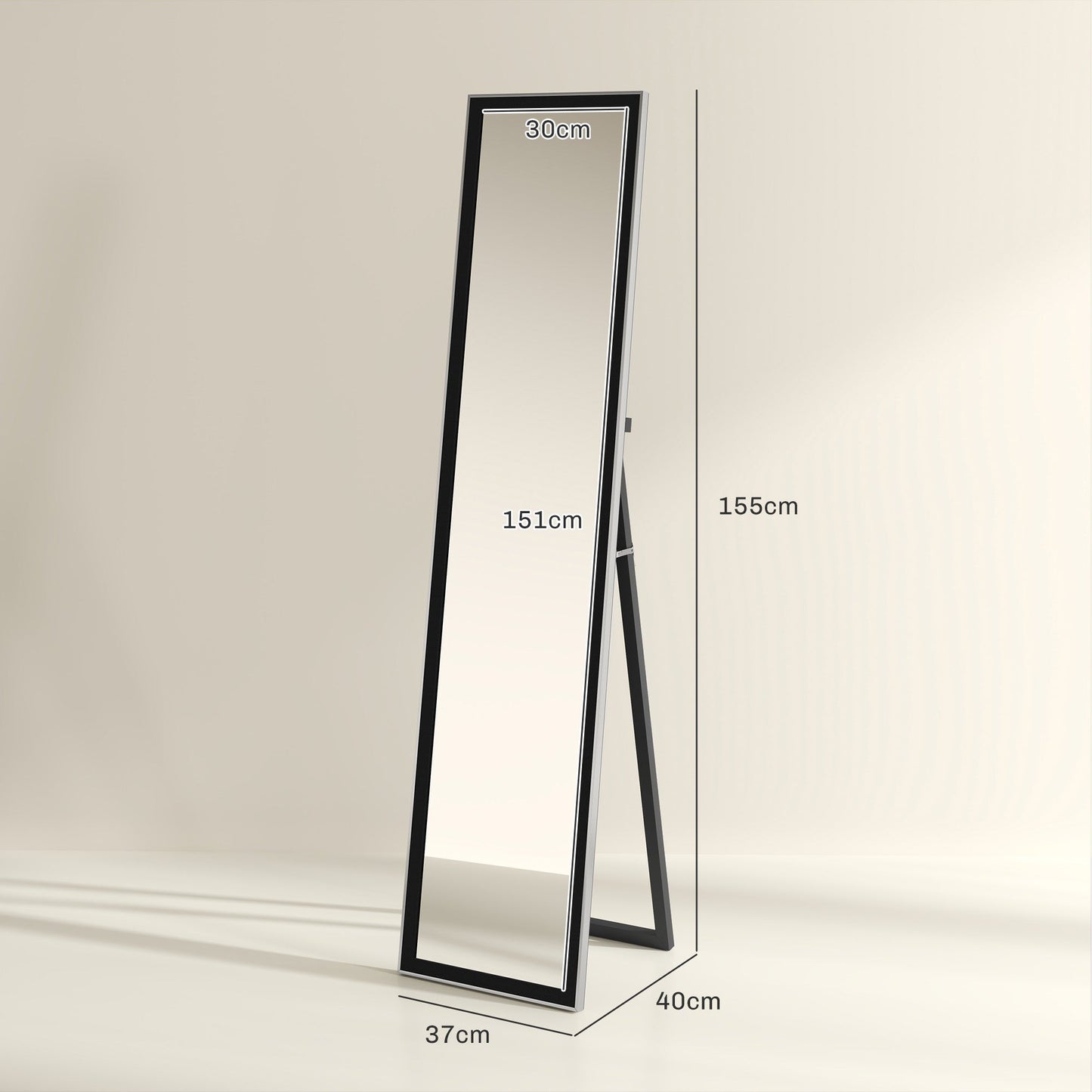 HOMCOM Glitter Frame Full-Length Mirror - Black