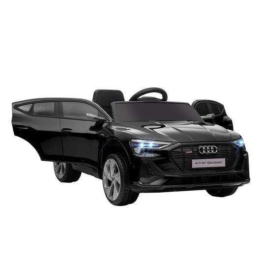 سيارة ركوب كهربائية للأطفال من HOMCOM Audi E-tron مرخصة بجهد 12 فولت، سيارة كهربائية للأطفال، مع جهاز تحكم عن بعد للوالدين، أضواء موسيقى MP3، عجلات تعليق، للأعمار من 3 إلى 5 سنوات، لون أسود