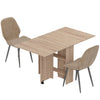 HOMCOM Dining Table Set, Folding Kitchen Table with Storage Shelves, 2 Velvet Upholstered Chairs, Natural Wood Finish and Light Brown