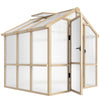 Outsunny 6.6 x 6ft Polycarbonate Greenhouse, Walk-in Wooden Greenhouse with Lockable Door and Window, Garden Plants Grow House, Brown