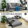 HOMCOM 2 Seater Sofa Bed, Convertible Bed Settee, Modern Velvet Loveseat Sofa Couch with 2 Cushions, Hidden Storage for Living Room, Guest Room, Grey