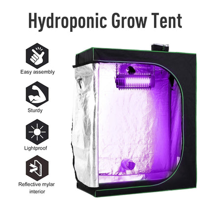 Outsunny Grow Tent Reflective Mylar Hydroponic with Adjustable Vents and Floor Tray for Indoor Plant Growing, 120 x 60 x 150 cm (47" x 23.5" W x 59")