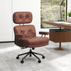 Ergonomic Home Office Chair Suede Fabric Adjustable with Detachable Armrests-Dark Brown