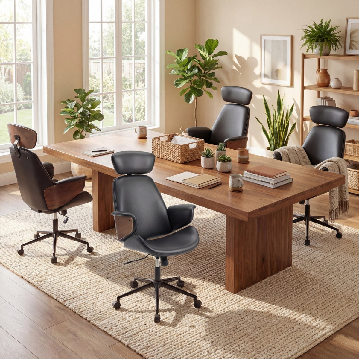 Ergonomic Office Chair with Headrest & Adjustable Height for Home Office-Black