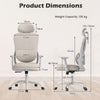 Ergonomic Office Chair with Headrest High Back Desk Chair-White
